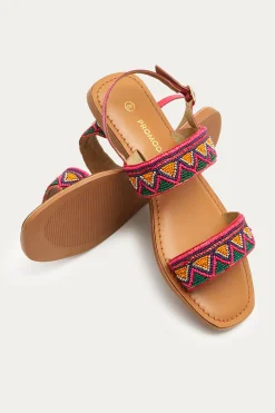 Promod Sandales perlées Femme - Framboise Best Sale
