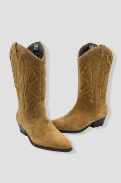 Promod Santiags en cuir suédé Femme - Camel Cheap