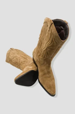 Promod Santiags en cuir suédé Femme - Camel Cheap