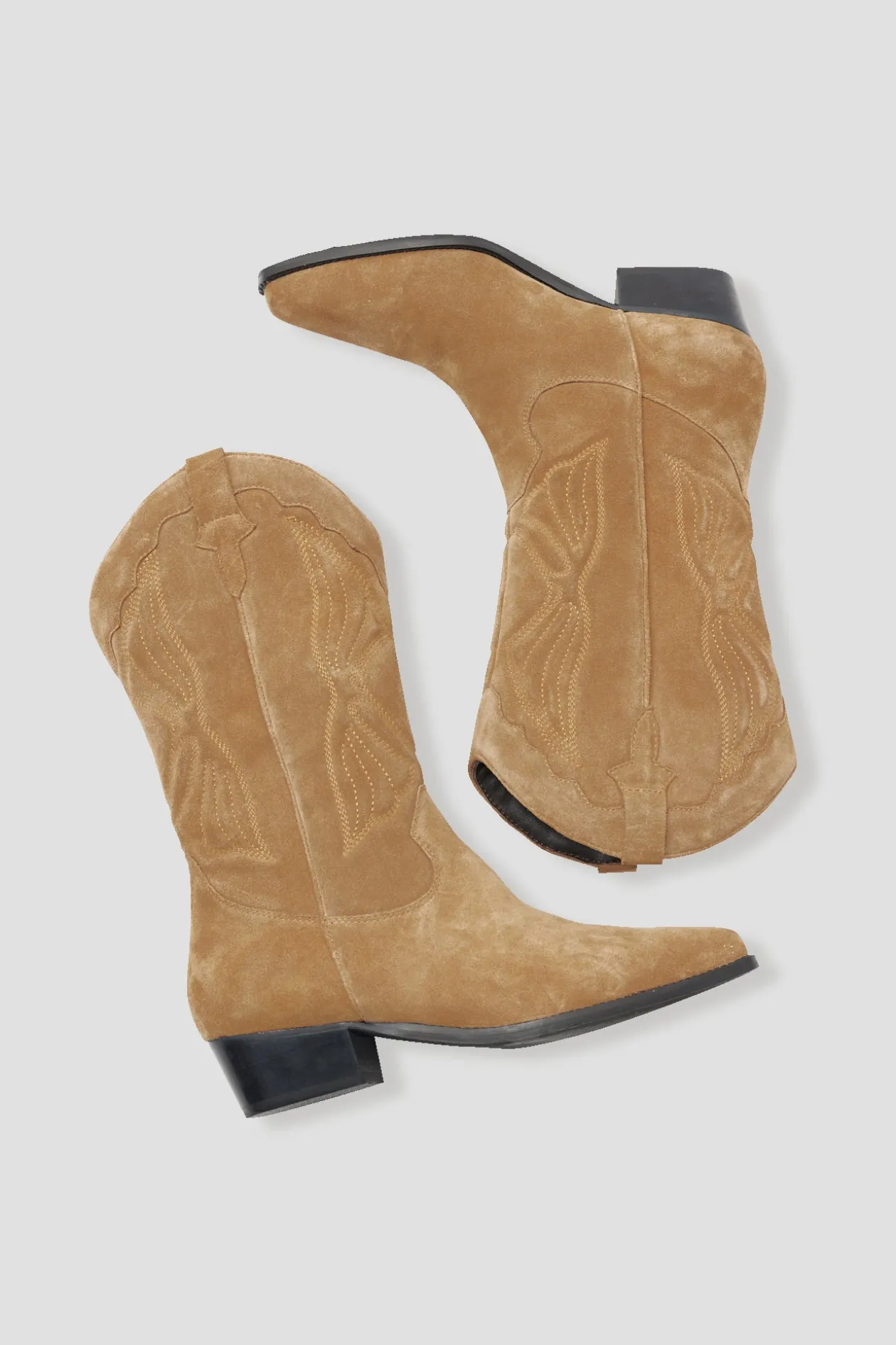 Promod Santiags en cuir suédé Femme - Camel Cheap