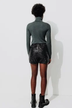 Promod Short à paillettes Femme - Noir Flash Sale