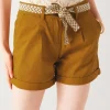 Promod Short à pinces + ceinture - Caramel Flash Sale