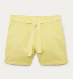 Promod Short à pinces + ceinture - Jaune Hot