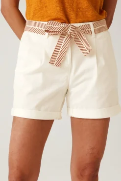 Promod Short à pinces ceinturé - Blanc Best Sale