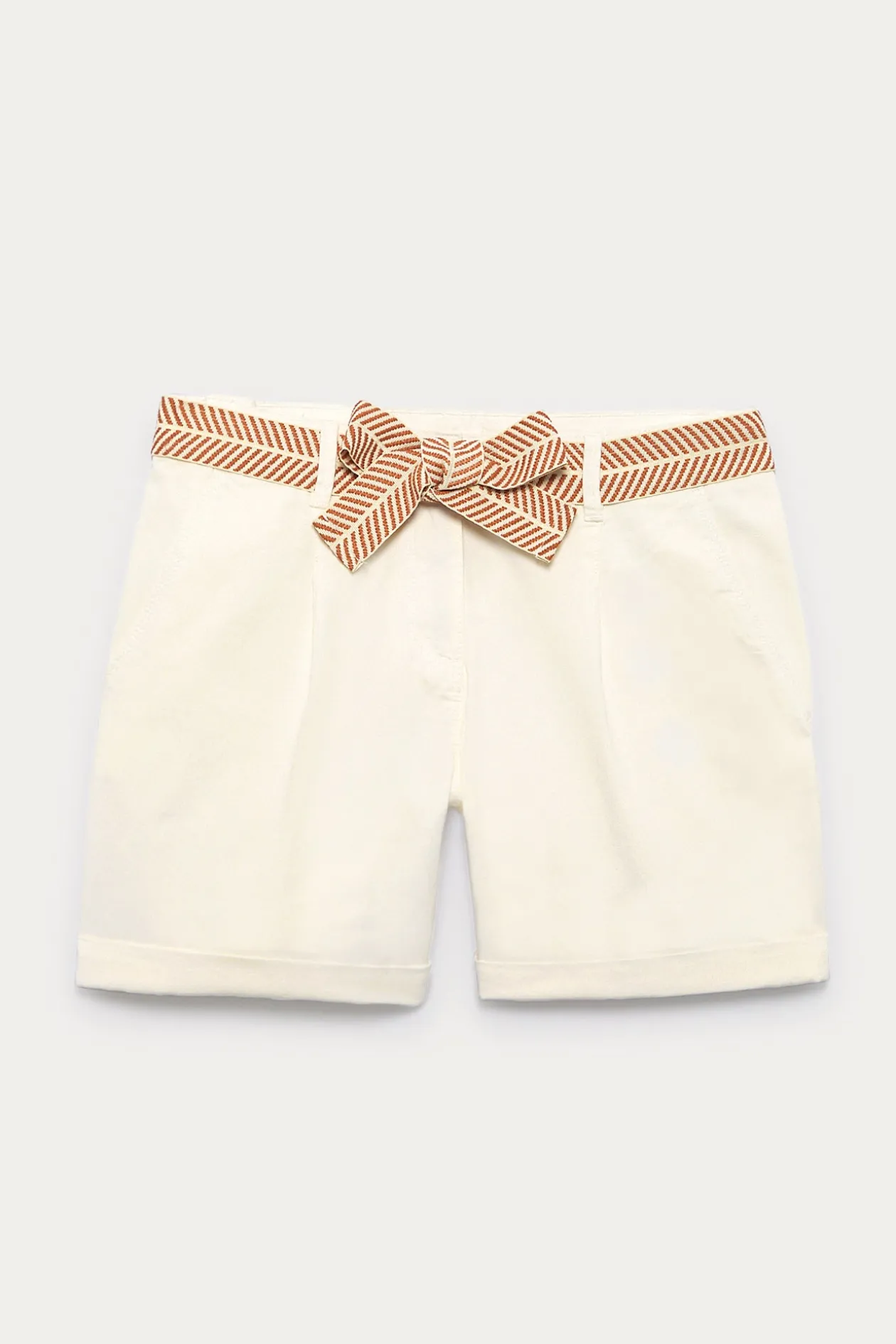 Promod Short à pinces ceinturé - Blanc Best Sale