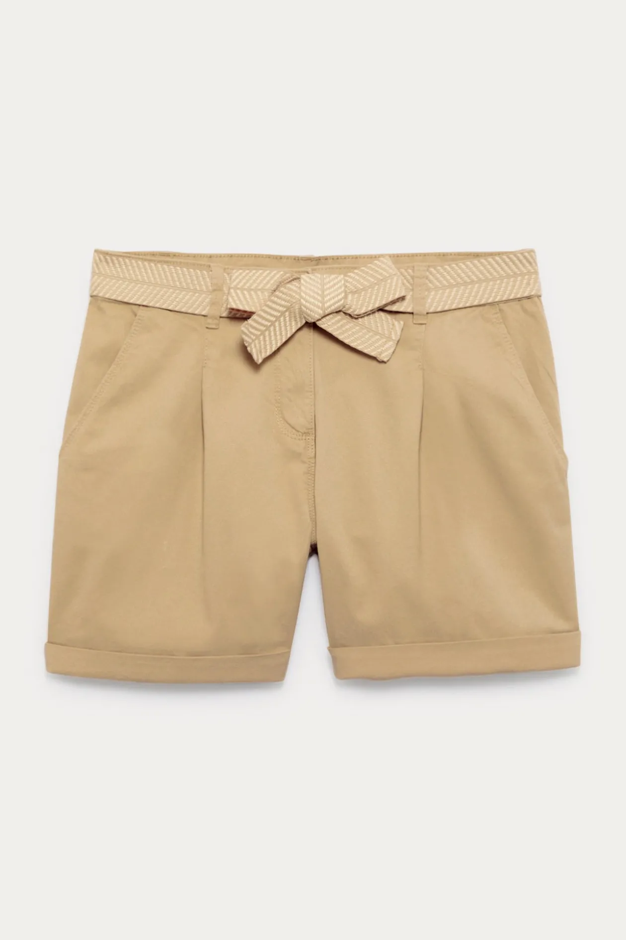 Promod Short à pinces ceinturé - Ecru Sale