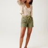 Promod Short à pinces ceinturé - Kaki Cheap