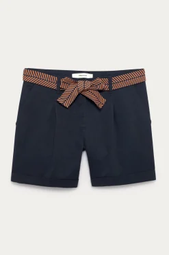 Promod Short à pinces ceinturé - Marine Cheap