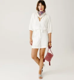 Promod Short ananas taille haute - Ecru Best Sale