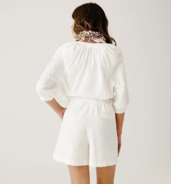 Promod Short ananas taille haute - Ecru Best Sale