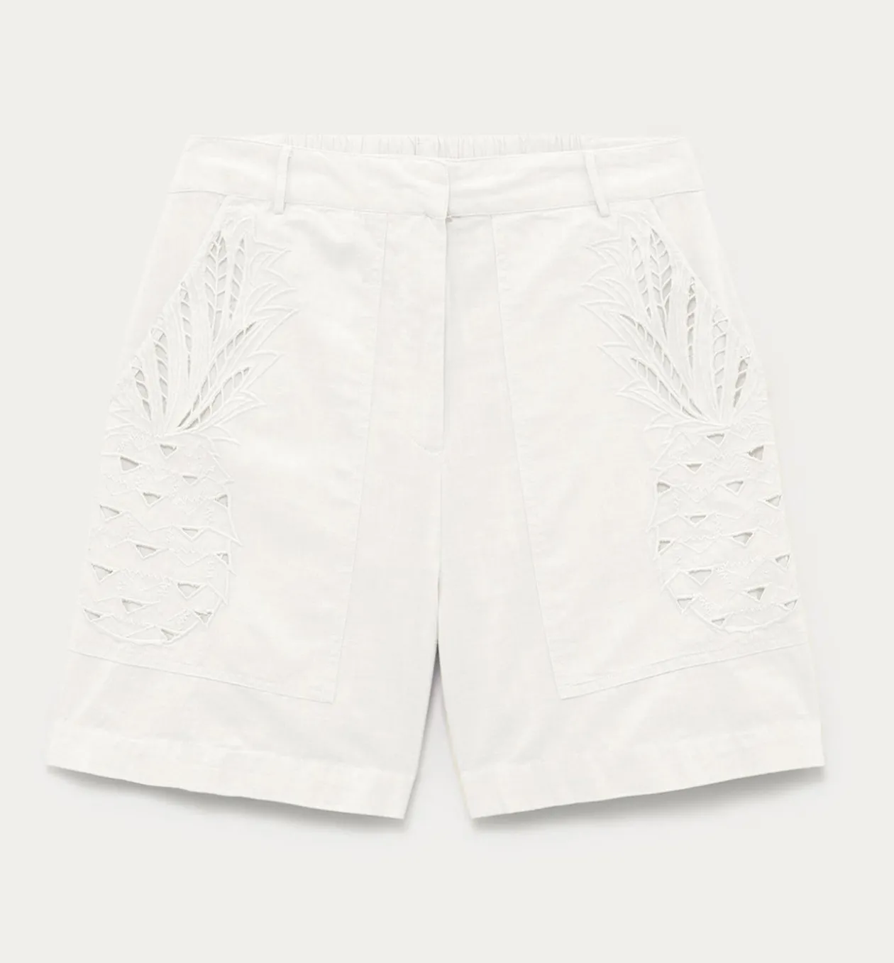 Promod Short ananas taille haute - Ecru Best Sale