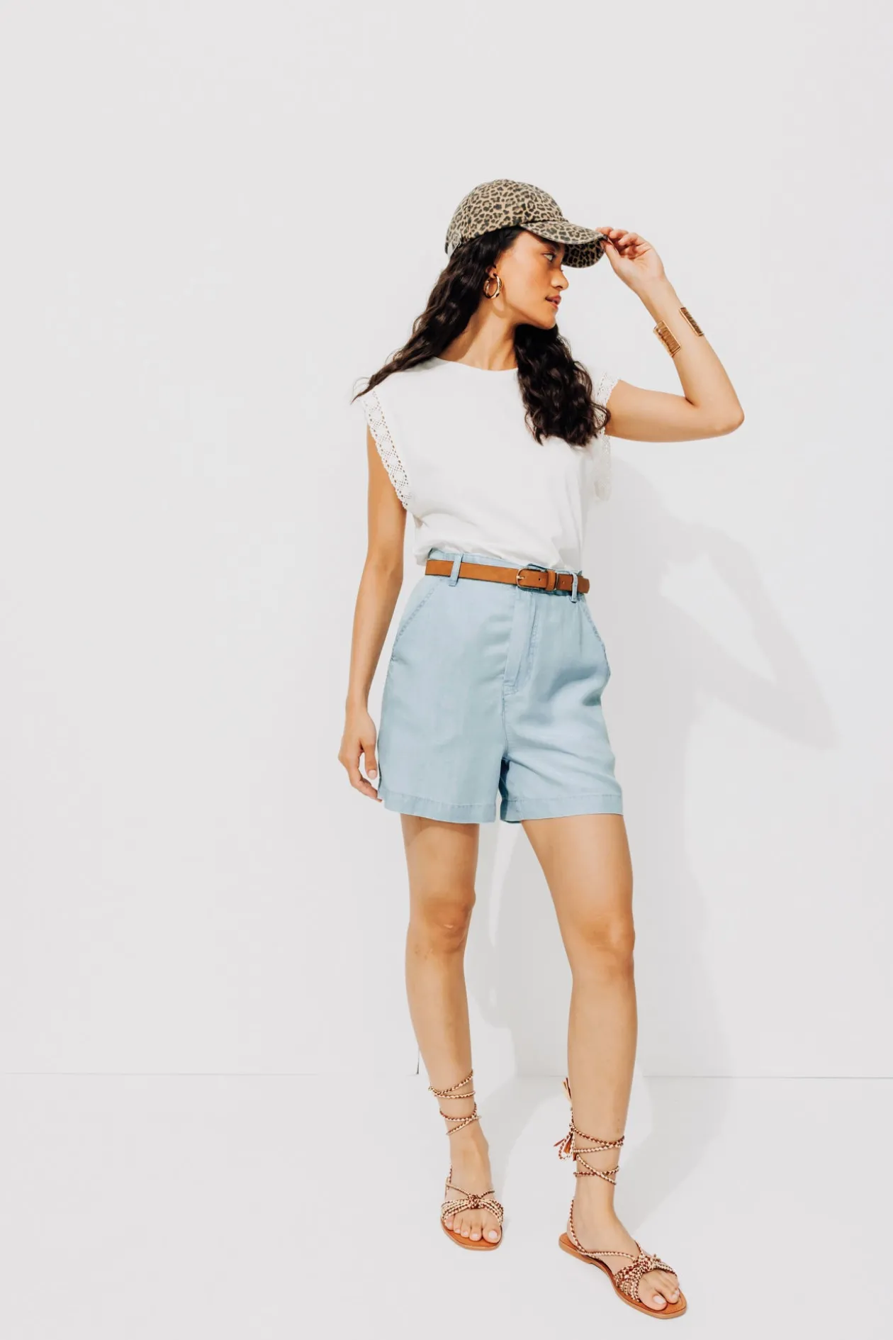 Promod Short blue jean en lyocell - Jean clair Jeanclair New