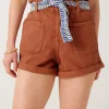 Promod Short ceinturé en toile Femme - Terre de sienne Terredesienne Best Sale