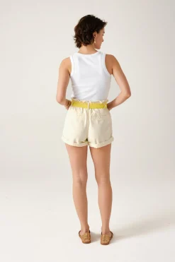 Promod Short ceinturé en toile Femme - Ecru Sale