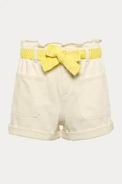 Promod Short ceinturé en toile Femme - Ecru Sale