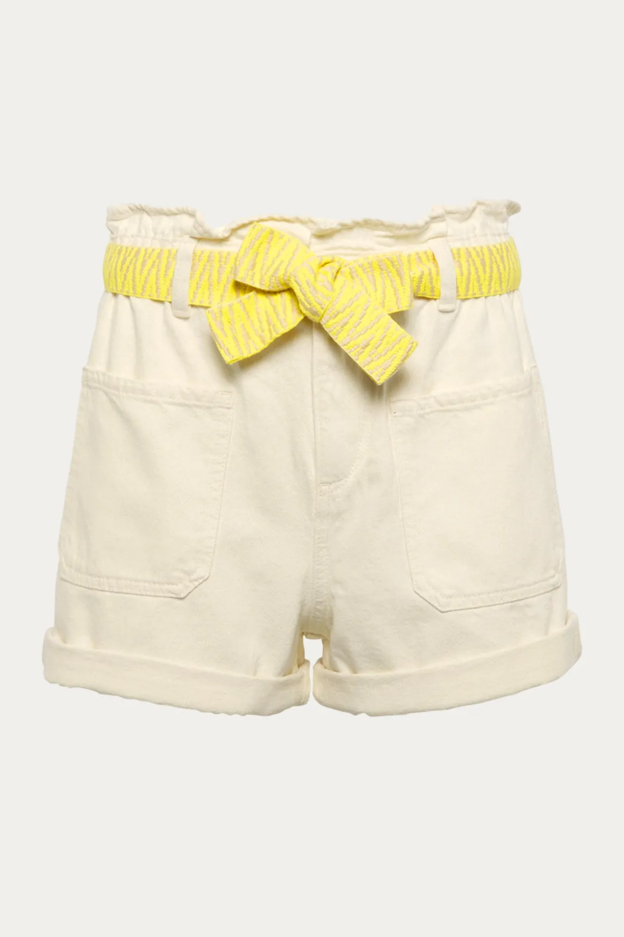 Promod Short ceinturé en toile Femme - Ecru Sale