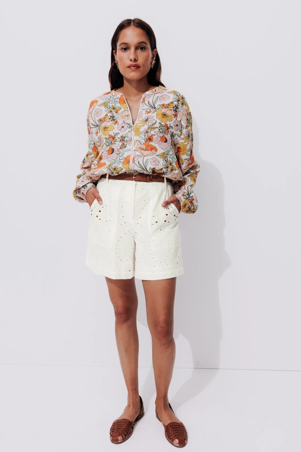 Promod Short en broderie anglaise - Ecru Best