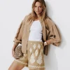 Promod Short en coton brodé Femme - Sable Hot