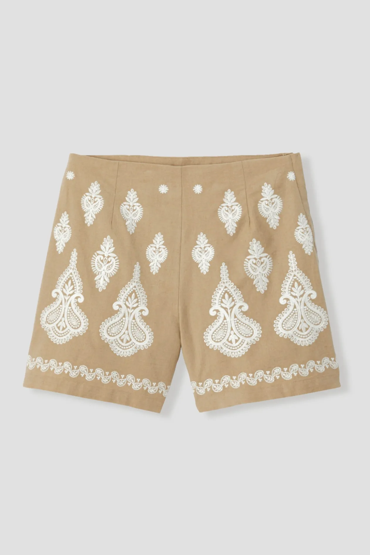 Promod Short en coton brodé Femme - Sable Hot