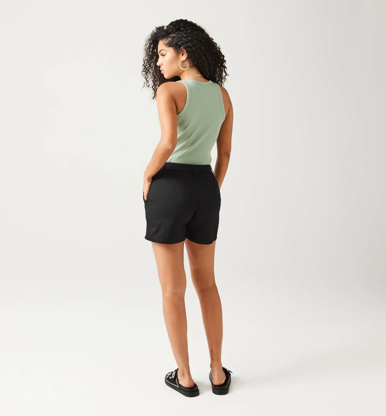 Promod Short en coton satin Femme - Noir Best