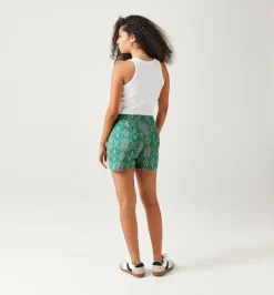 Promod Short en coton satin Femme - Imprimé vert Imprimévert Shop