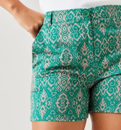 Promod Short en coton satin Femme - Imprimé vert Imprimévert Shop