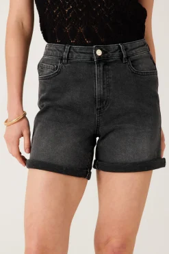 Promod Short en jean Femme - Jean noir Jeannoir Discount