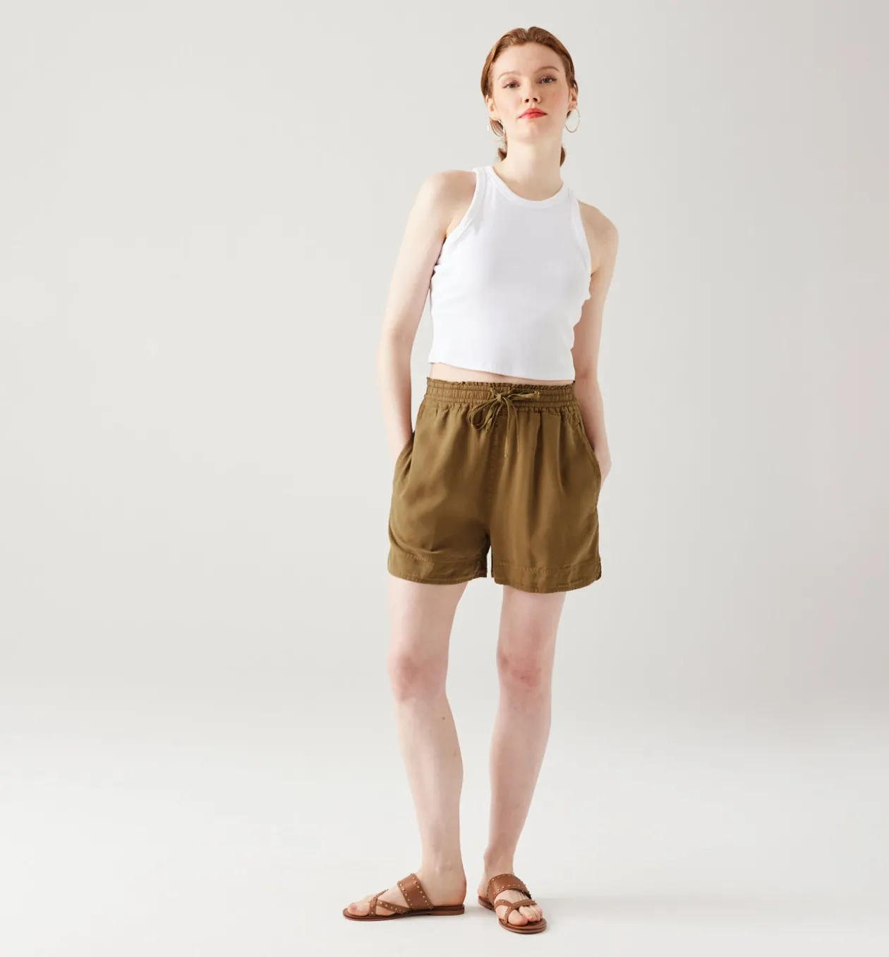 Promod Short en lyocell Femme - Marron Best Sale