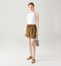 Promod Short en lyocell Femme - Marron Best Sale