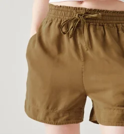 Promod Short en lyocell Femme - Marron Best Sale