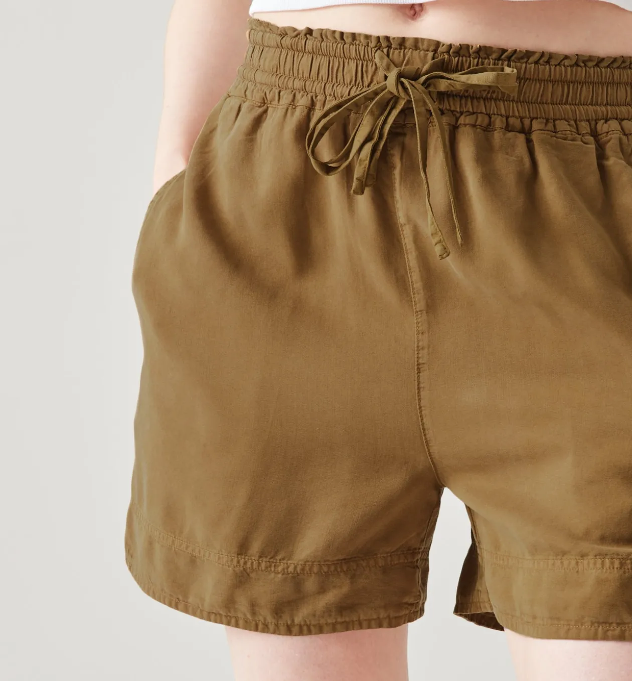 Promod Short en lyocell Femme - Marron Best Sale