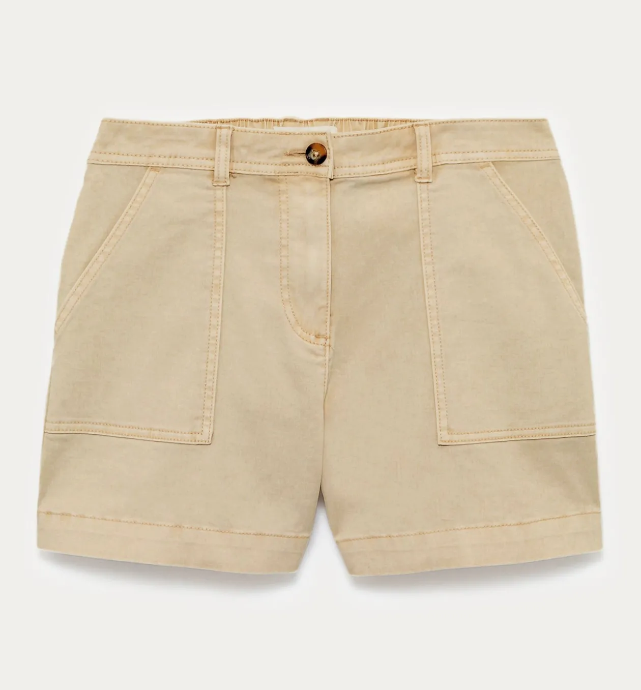 Promod Short en toile teinture unique - Beige Fashion