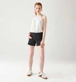 Promod Short en toile unie Femme - Noir Best Sale