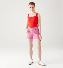 Promod Short en toile unie Femme - Rose Discount