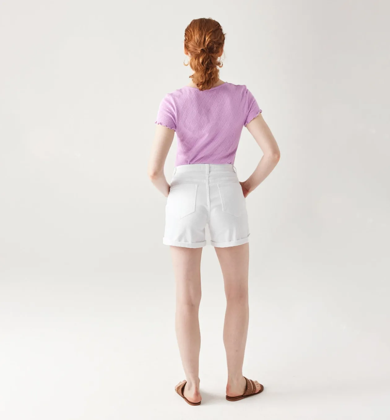 Promod Short en toile unie Femme - Ecru Clearance