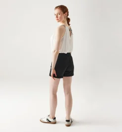 Promod Short en toile unie Femme - Noir Best Sale