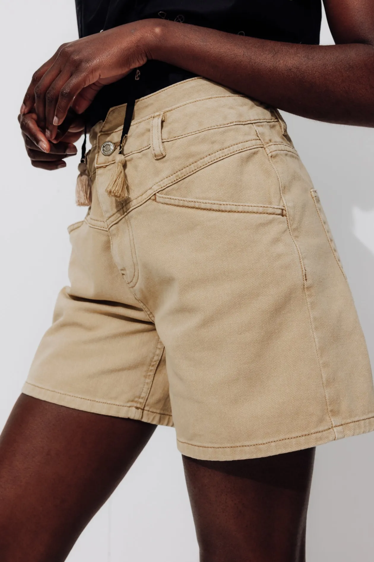 Promod Short MARCEL en toile Femme - Beige Sale
