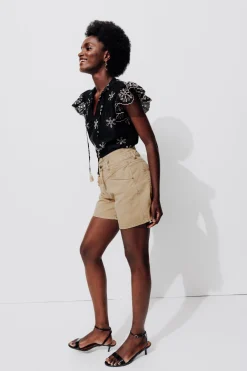 Promod Short MARCEL en toile Femme - Beige Sale