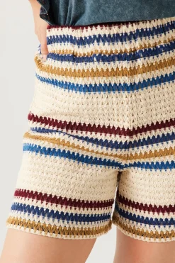 Promod Short rayé en crochet Femme - Rayures multicolores Rayuresmulticolores Clearance