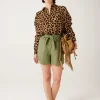 Promod Short taille haute en lin - Vert Best