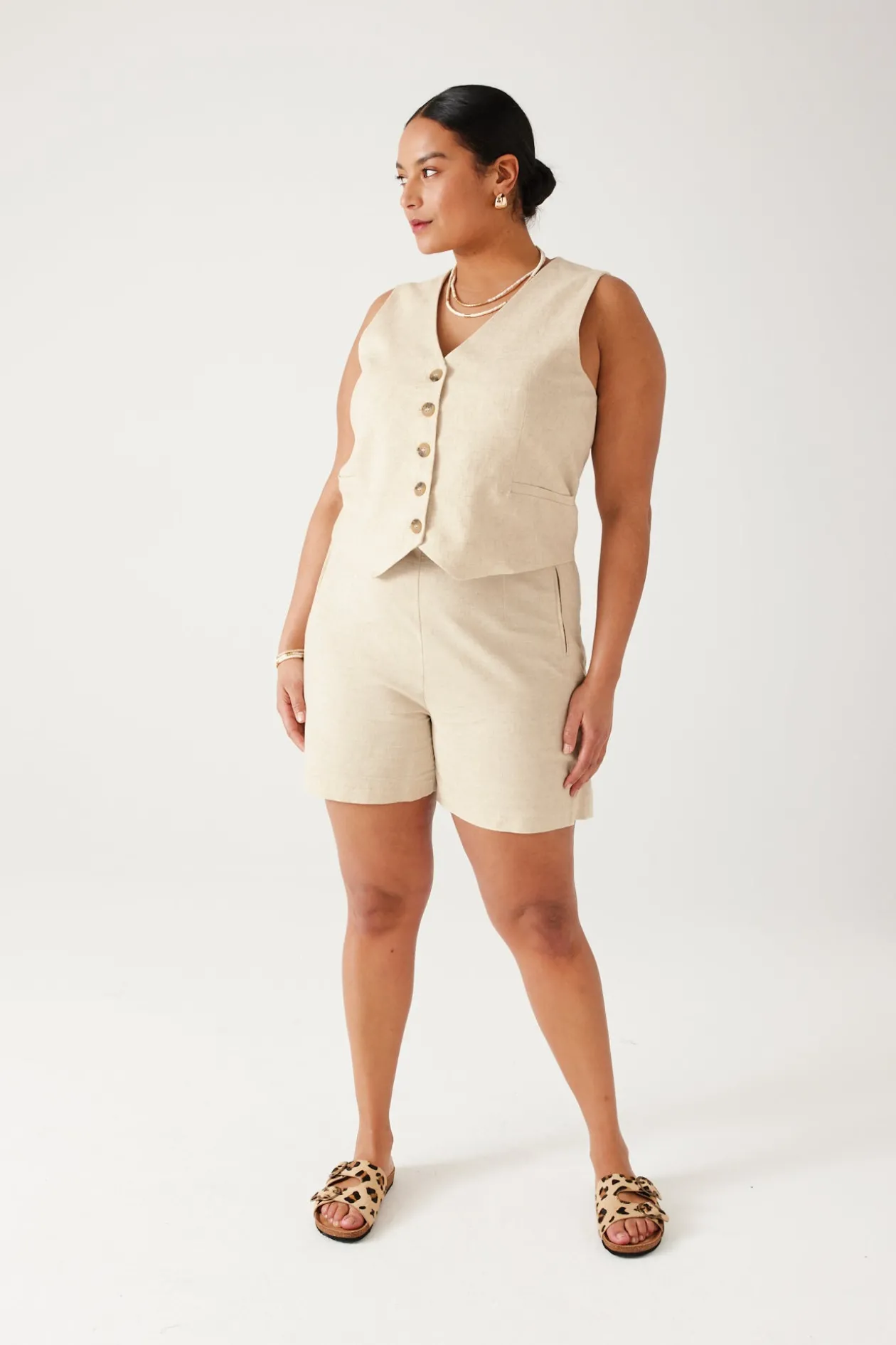 Promod Short taille haute Femme - Ecru Cheap
