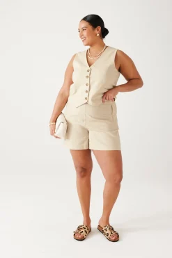 Promod Short taille haute Femme - Ecru Cheap
