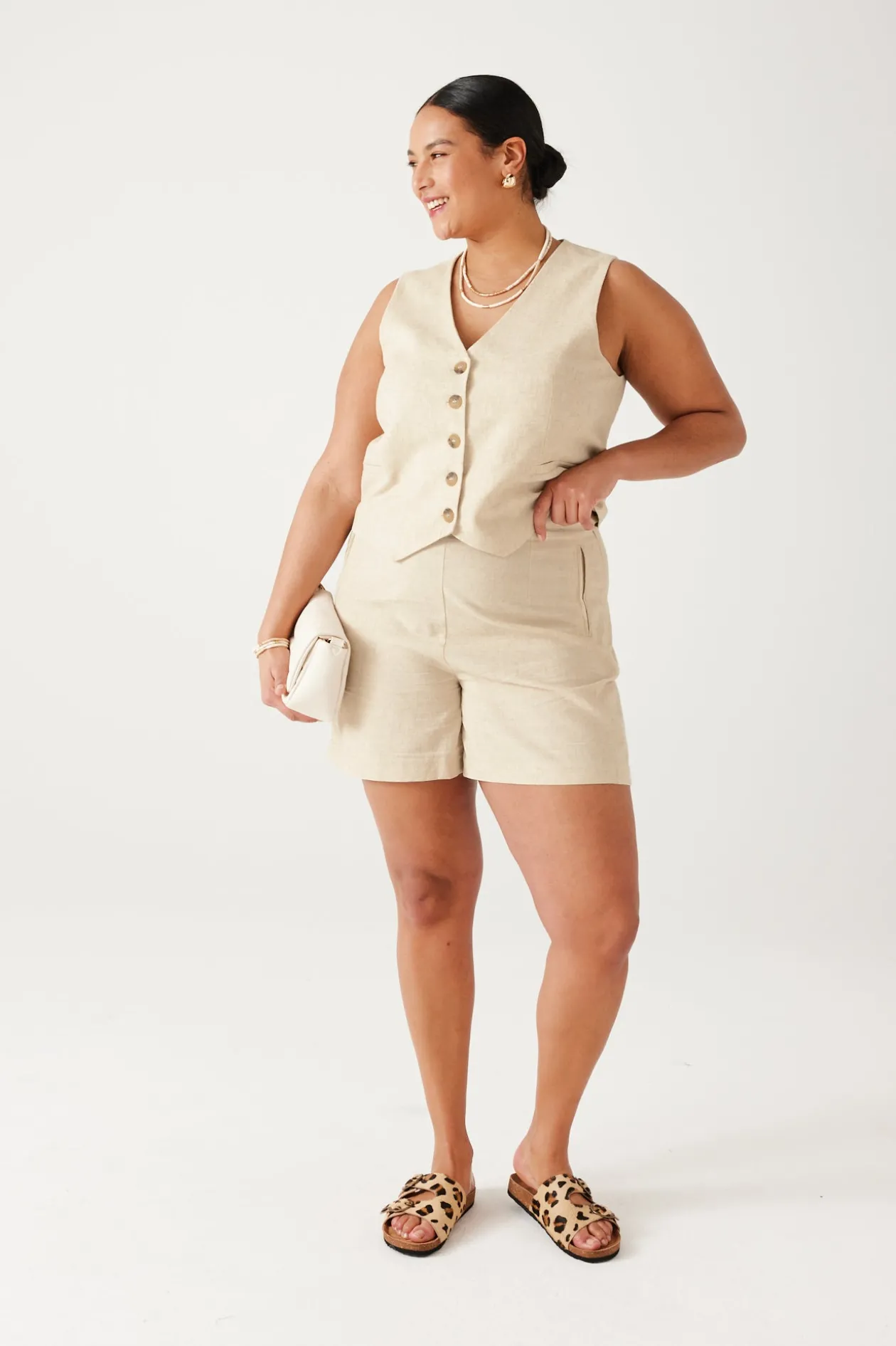 Promod Short taille haute Femme - Ecru Cheap