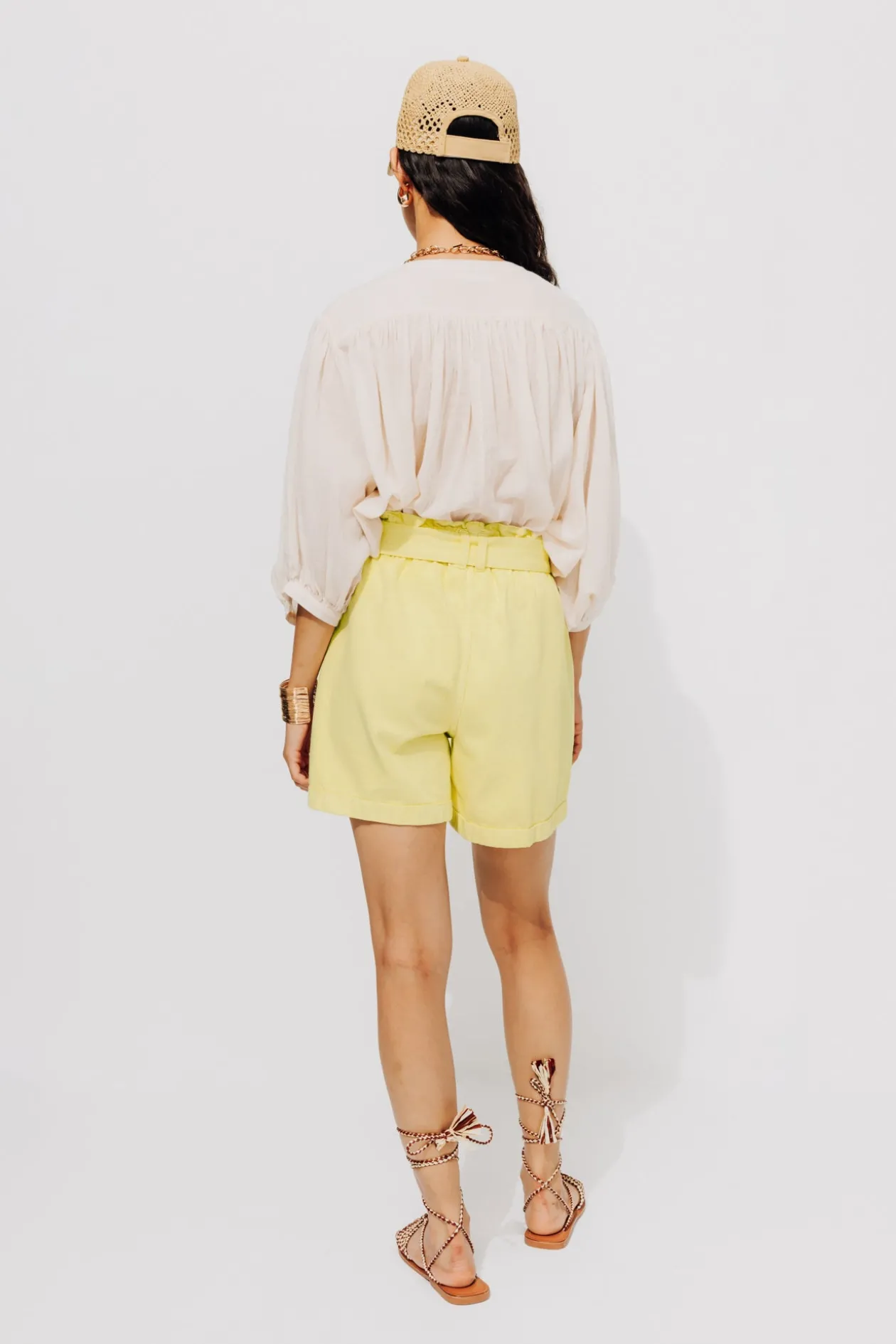 Promod Short taille haute paper bag - Jaune clair Jauneclair Best Sale