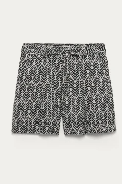 Promod Short uni ceinturé Femme - Imprimé noir Impriménoir Outlet