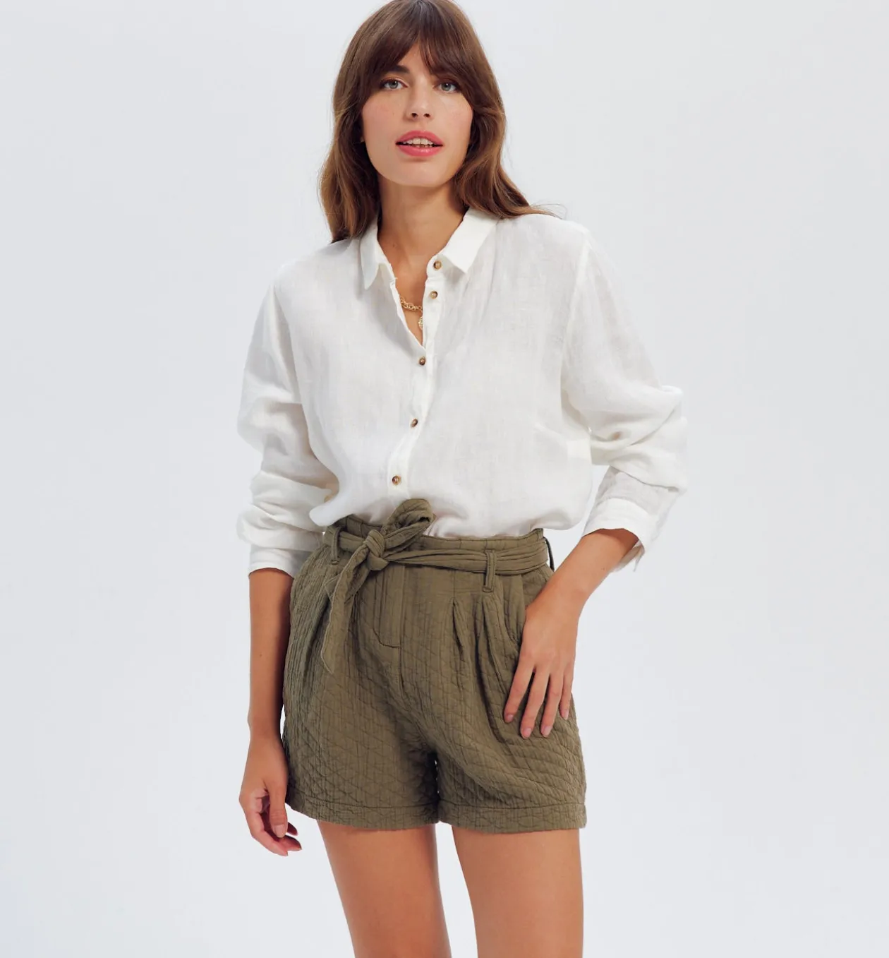 Promod Short uni matelassé Femme - Kaki New