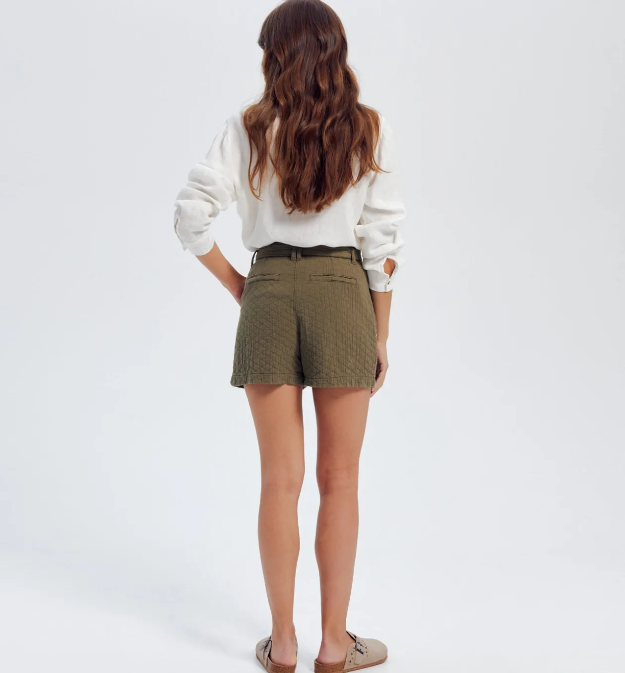 Promod Short uni matelassé Femme - Kaki New