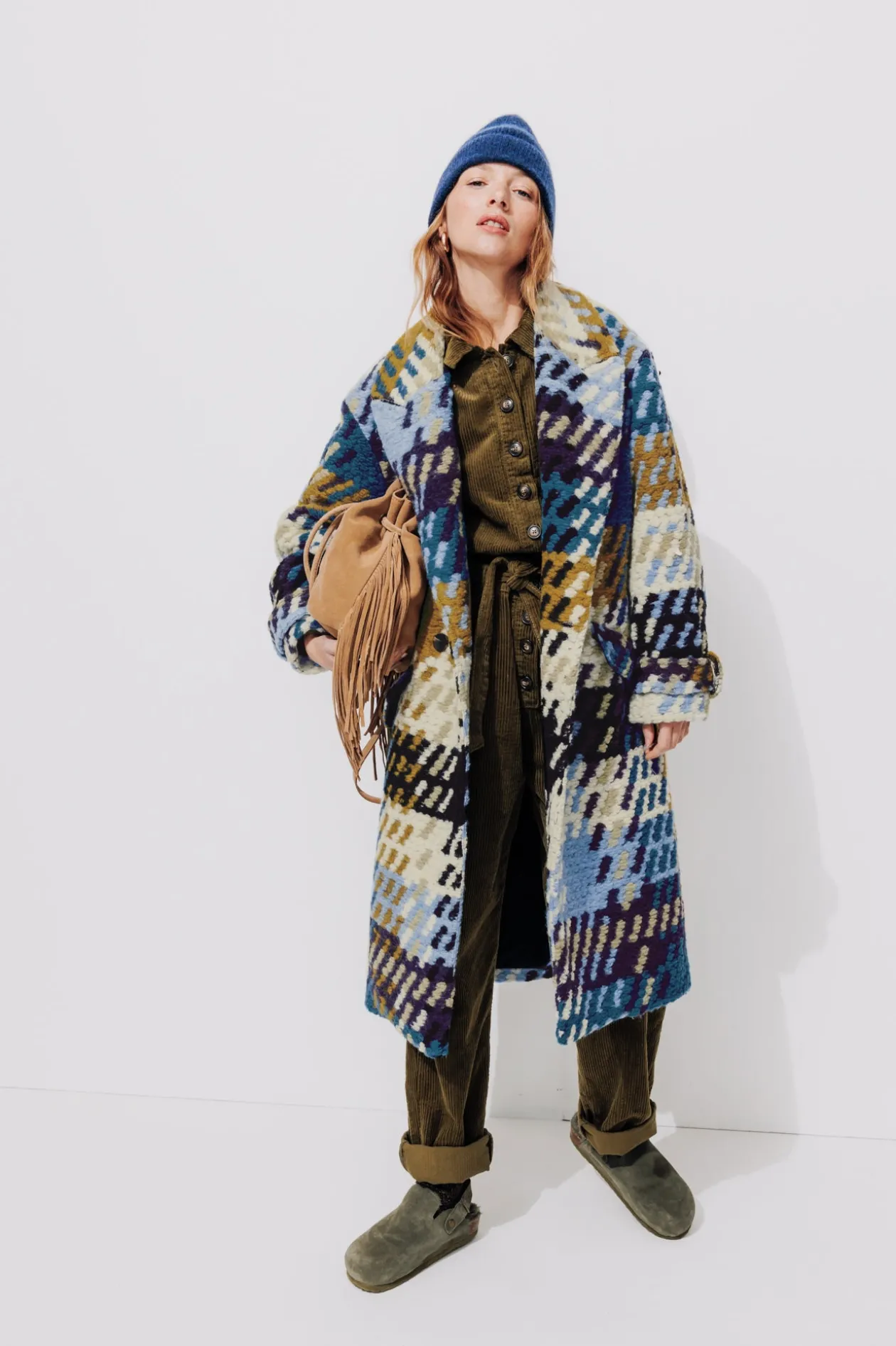 Promod SIMONE manteau en laine - Imprimé multicolore Imprimémulticolore Cheap
