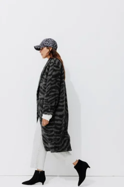 Promod SIMONE manteau en laine Femme - Imprimé gris Imprimégris New
