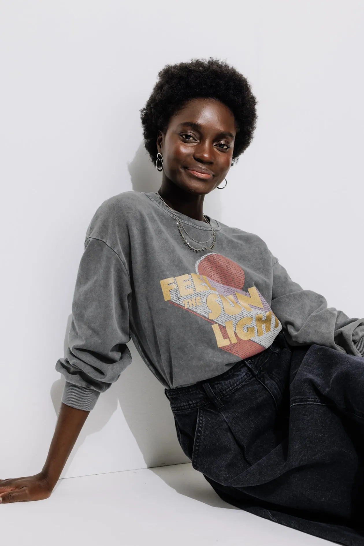Promod Sweat-shirt à message - Imprimé gris Imprimégris Online